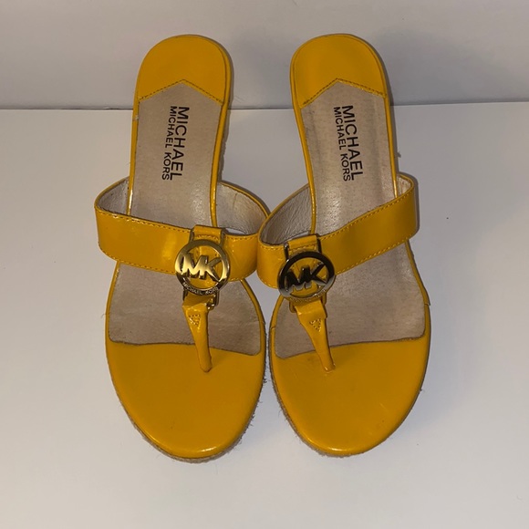 Michael Kors Shoes Micheal Kors Mustard Colored 3 Inch Sandals